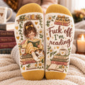 Funny Book Lover Socks, Fuck Off I’m Reading Socks, Cozy Reading Socks for Women, Bookworm Gift, Reader Gift for Her