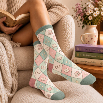 Personalized Reading Socks, Custom Name Book Lover Socks, Do Not Disturb Reading Socks, Bookworm Gift for Her, Bookish Socks for Women