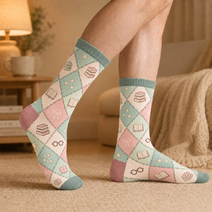 Personalized Reading Socks, Custom Name Book Lover Socks, Do Not Disturb Reading Socks, Bookworm Gift for Her, Bookish Socks for Women
