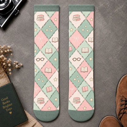 Personalized Reading Socks, Custom Name Book Lover Socks, Do Not Disturb Reading Socks, Bookworm Gift for Her, Bookish Socks for Women