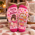 Book Lover Reading Socks, Sorry I’m Booked Socks, Cute Bookworm Gift for Women, Cozy Reader Socks, Bookish Gift for Her