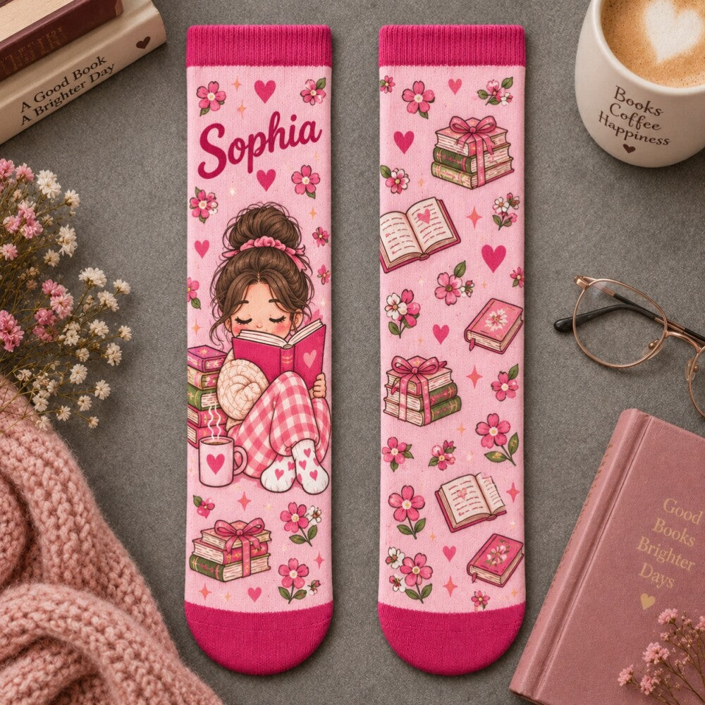 Book Lover Reading Socks, Sorry I’m Booked Socks, Cute Bookworm Gift for Women, Cozy Reader Socks, Bookish Gift for Her