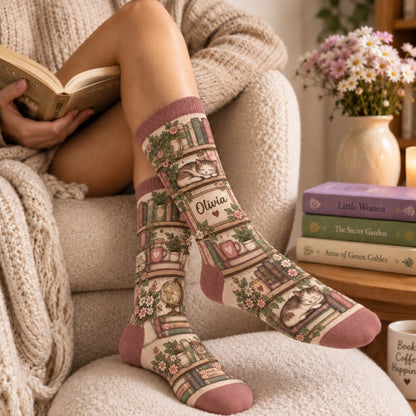 Sorry I’m Booked Reading Socks, Cozy Book Lover Crew Socks, Bookworm Socks for Women, Reader Gift, Bookish Christmas Gift