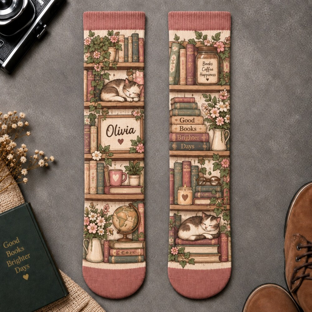 Sorry I’m Booked Reading Socks, Cozy Book Lover Crew Socks, Bookworm Socks for Women, Reader Gift, Bookish Christmas Gift
