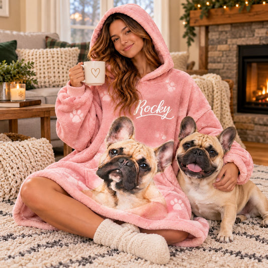 Personalized Pet Photo Pink Blanket Hoodie - view 2