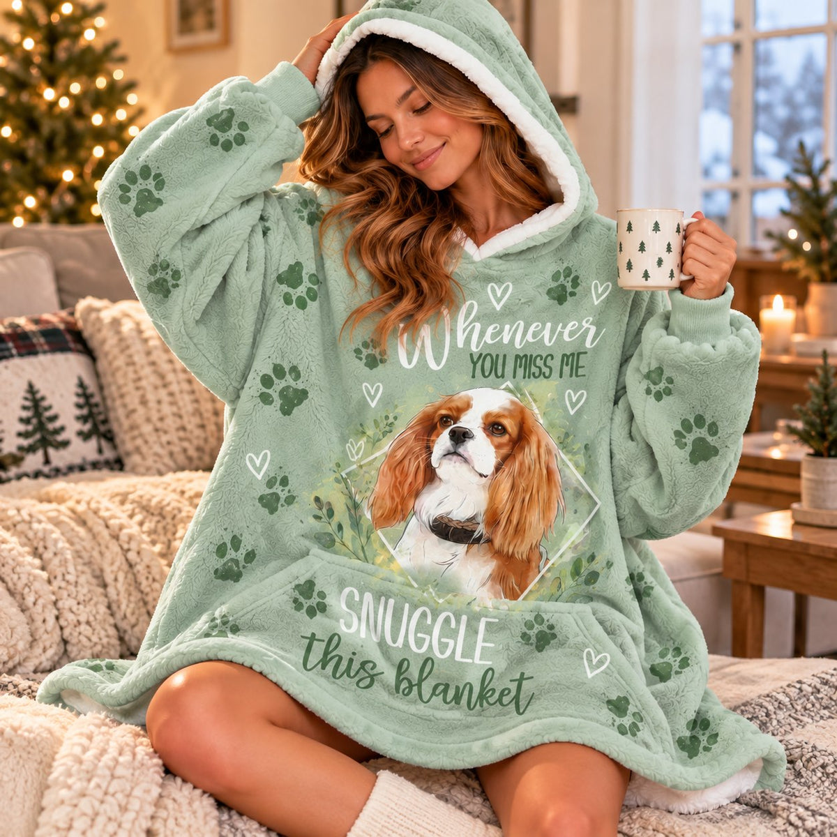 Personalized Pet Memorial Blanket Hoodie - worn view