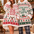 Funny Christmas Tree Truck Quote Cream Matching Couple Blanket Hoodie – Oversized Sherpa Wearable Blanket Gift