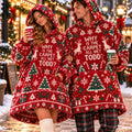 Funny Wet Carpet Quote Red Reindeer Matching Couple Blanket Hoodie – Oversized Sherpa Wearable Blanket Gift