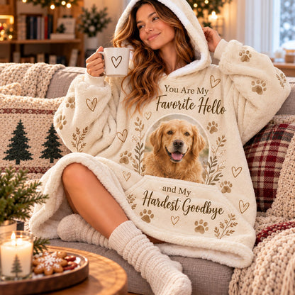 Personalized Dog Memorial Blanket Hoodie - worn view