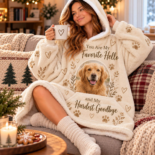 Personalized Dog Memorial Blanket Hoodie - worn view