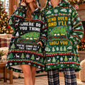 Funny Station Wagon Christmas Tree Quote Green Matching Couple Blanket Hoodie – Oversized Sherpa Wearable Blanket