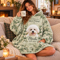 Personalized Dog Memorial Blanket Hoodie – In Memory of Best Friend Custom Photo Name Floral Sherpa Wearable Blanket