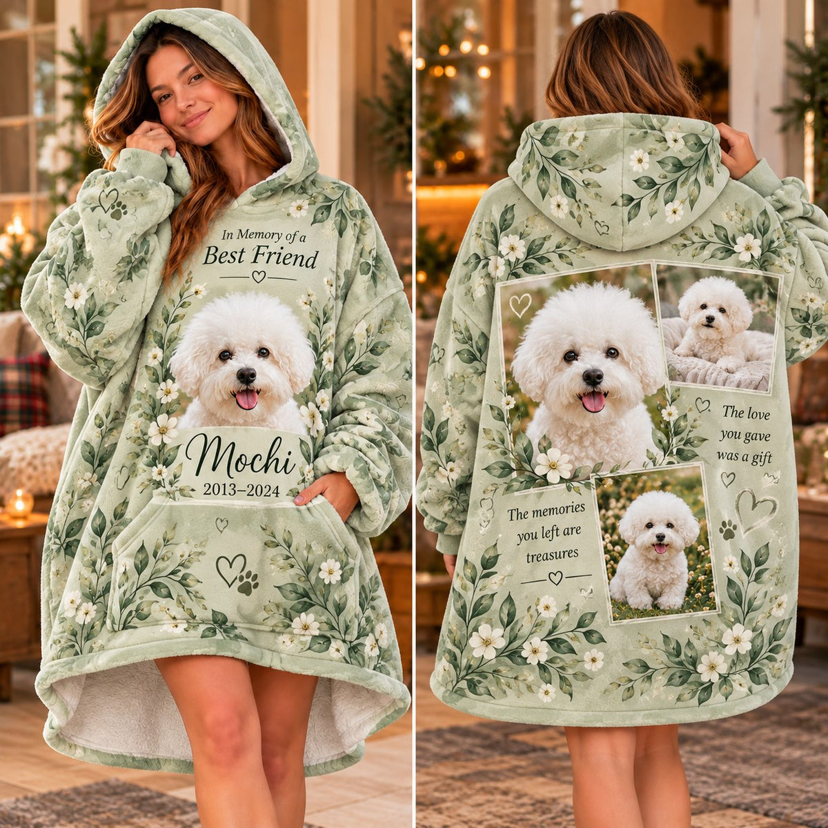 Personalized Dog Memorial Blanket Hoodie - view 2
