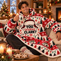 Funny Plaid Santa Hat Red Camper Blanket Hoodie – Oversized Sherpa Wearable Blanket, Holiday Gift for Him