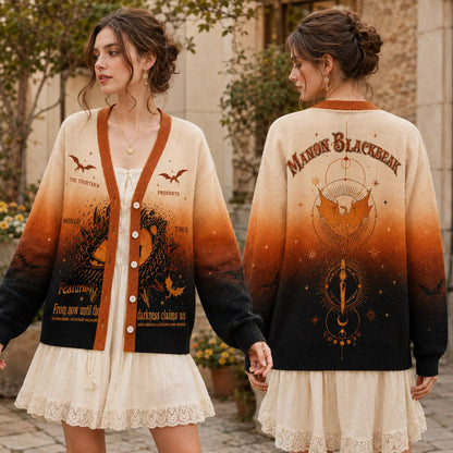 Throne of Glass cardigan Manon Blackbeak The Thirteen World Tour orange black ombre - view 6