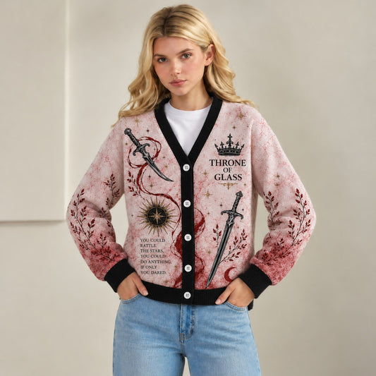 Throne of Glass cardigan Manon Blackbeak rattle the stars pink dagger knit - view 1
