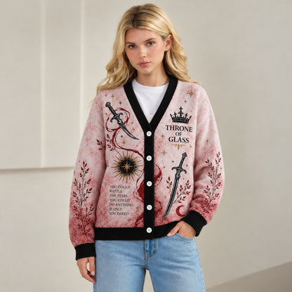 Throne of Glass cardigan Manon Blackbeak rattle the stars pink dagger knit - view 3