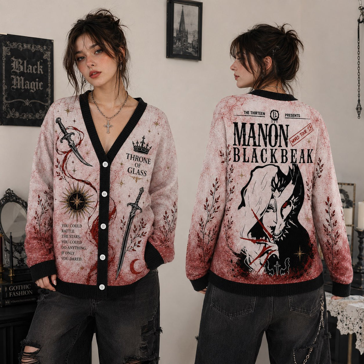 Throne of Glass cardigan Manon Blackbeak rattle the stars pink dagger knit - view 4