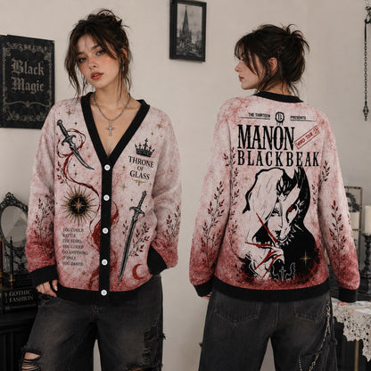 Throne of Glass cardigan Manon Blackbeak rattle the stars pink dagger knit - view 4