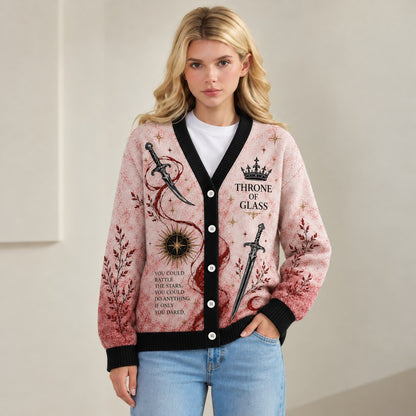 Throne of Glass cardigan Manon Blackbeak rattle the stars pink dagger knit - view 9