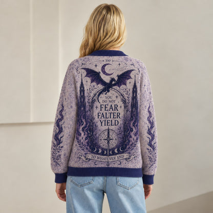 Throne of Glass cardigan Aelin ash and fire bow to no one lavender navy knit - view 8
