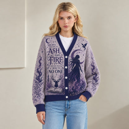 Throne of Glass cardigan Aelin ash and fire bow to no one lavender navy knit - view 9