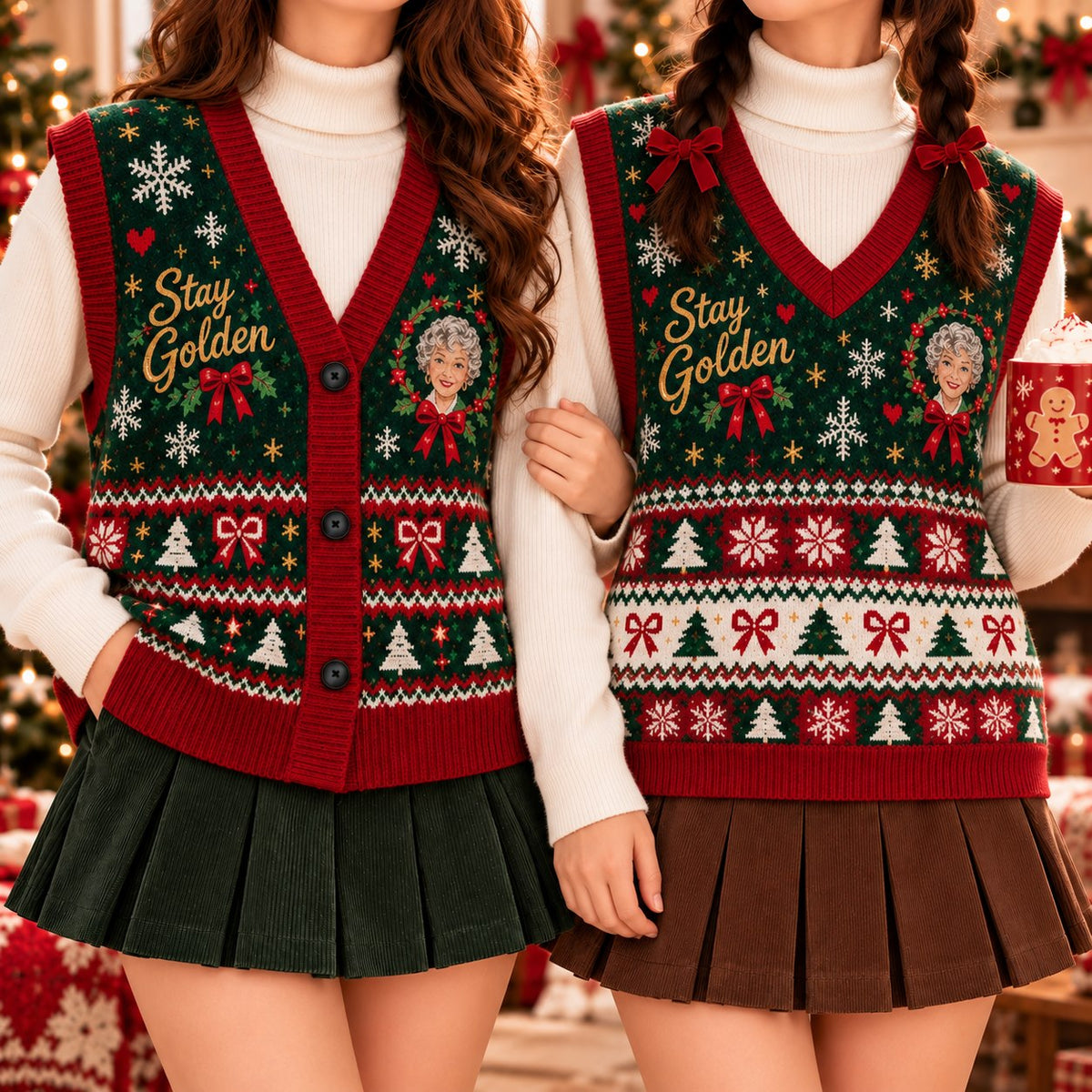Stay Golden Christmas Cardigan Vest - view 1