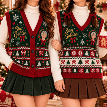 Stay Golden Christmas Cardigan Vest - view 1