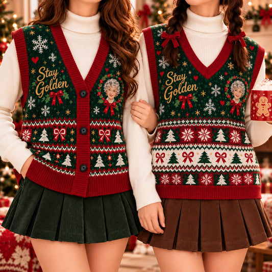 Stay Golden Christmas Cardigan Vest - view 1