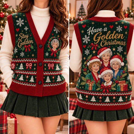 Stay Golden Christmas Cardigan Vest - view 2