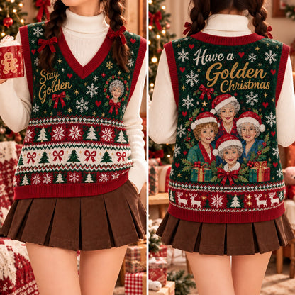 Stay Golden Christmas Cardigan Vest - view 3