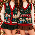 Stay Golden This Xmas Cardigan Vest - Golden Girls Christmas Sweater Vest, Cute Santa Hat Knit Vest Gift