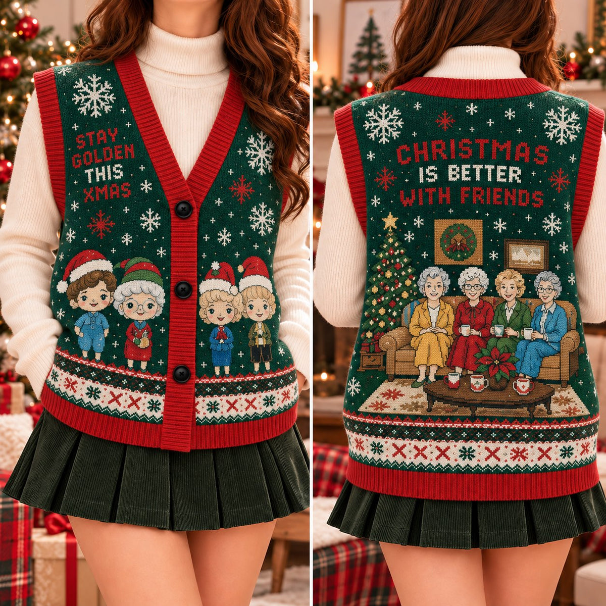 Stay Golden This Xmas Cardigan Vest - view 2
