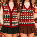 Golden Christmas Cardigan Vest - Golden Girls Reindeer Fair Isle Christmas Sweater Vest, Stay Golden Gift