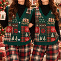 Stay Golden Patchwork Cardigan Vest - Golden Girls Plaid Christmas Sweater Vest, Best Friend Gift
