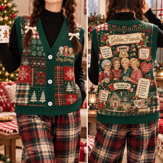 Stay Golden Patchwork Cardigan Vest - view 2