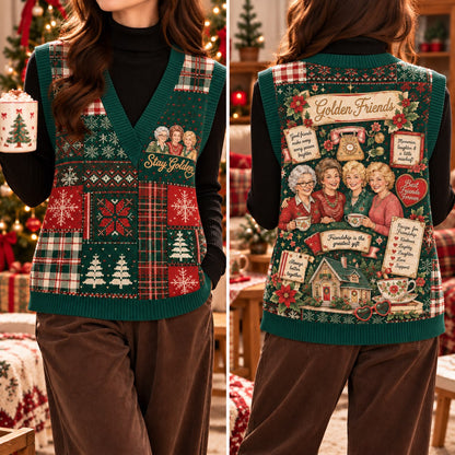 Stay Golden Patchwork Cardigan Vest - view 3