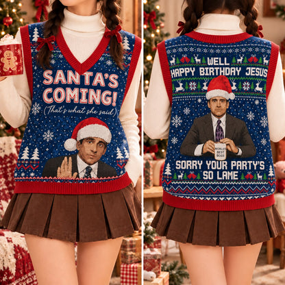 Santas Coming Thats What She Said Cardigan Vest - view 3