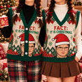 Fact It Is Christmas Cardigan Vest - Dwight Schrute The Office Ugly Christmas Sweater Vest, Argyle Knit