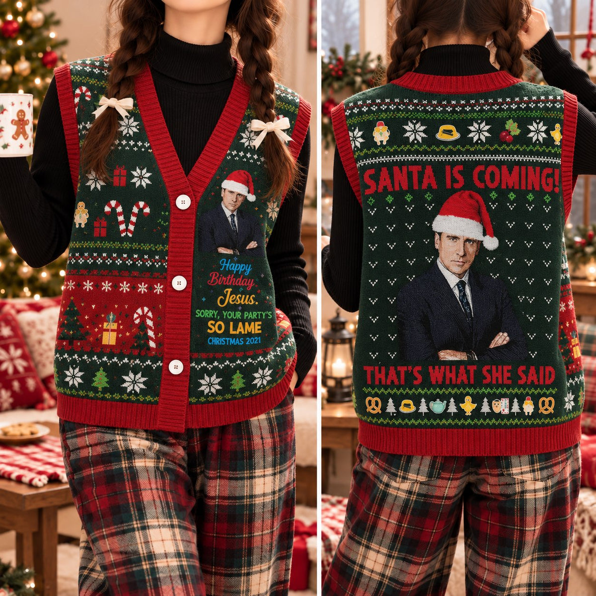 Happy Birthday Jesus Cardigan Vest - view 2