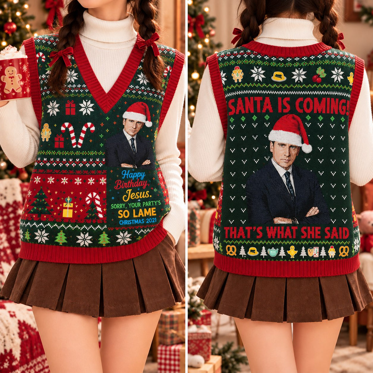 Happy Birthday Jesus Cardigan Vest - view 3