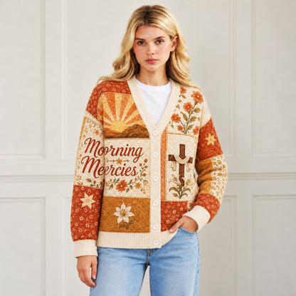 Morning Mercies His Mercies Are New Every Morning rust sunrise Christian cardigan - view 3