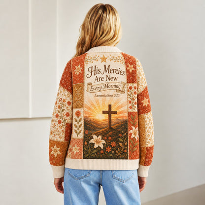 Morning Mercies His Mercies Are New Every Morning rust sunrise Christian cardigan - view 4