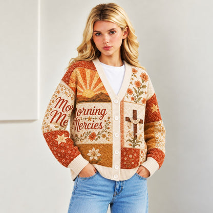 Morning Mercies His Mercies Are New Every Morning rust sunrise Christian cardigan - view 5