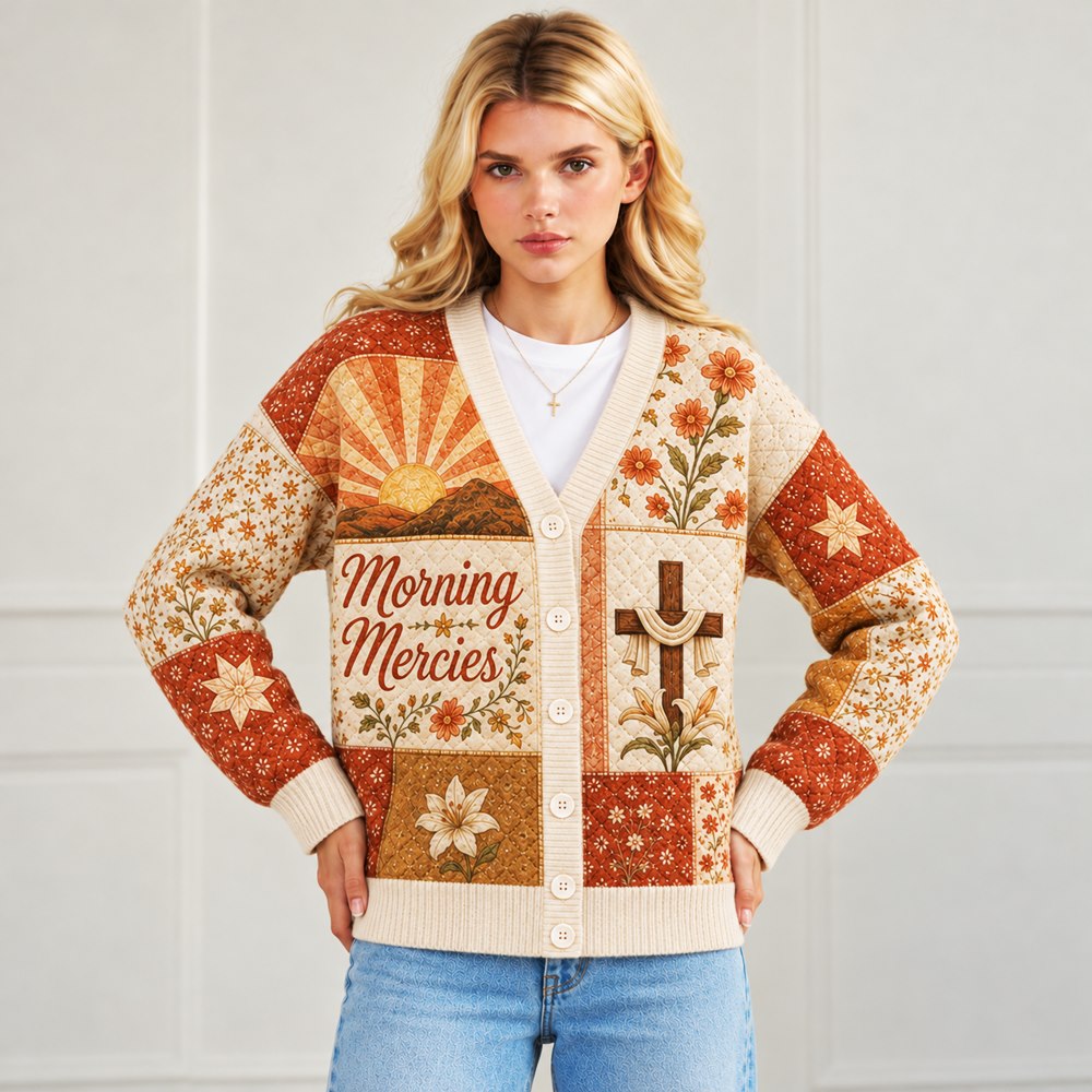 Morning Mercies His Mercies Are New Every Morning rust sunrise Christian cardigan - view 7