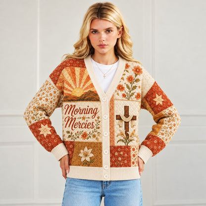 Morning Mercies His Mercies Are New Every Morning rust sunrise Christian cardigan - view 7