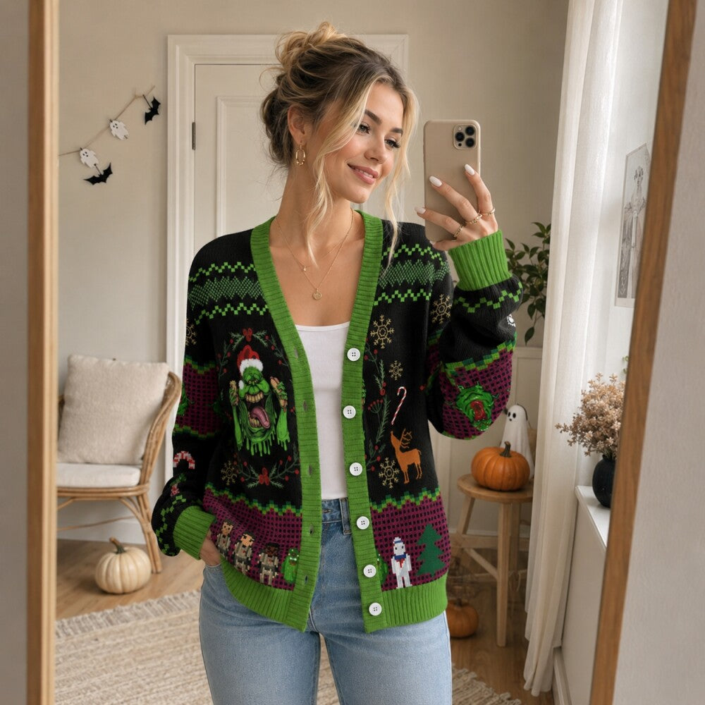 Funny Ghost Christmas Cardigan, Santa Ghost Holiday Sweater, Paranormal Christmas Cardigan, Spooky Xmas Gift