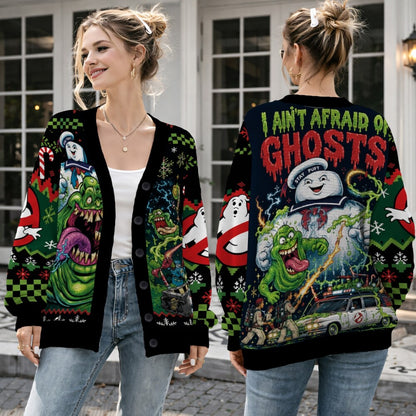 Funny Ghost Halloween Cardigan, Paranormal Christmas Sweater, Spooky Holiday Knit Cardigan, Ghost Lover Gift