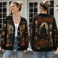 Horror Icons Halloween Cardigan, Classic Slasher Style Sweater, Haunted House Knit Cardigan, Horror Fan Gift