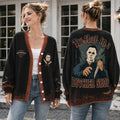 Butcher Shop Halloween Cardigan, Slasher Horror Sweater, Creepy Halloween Knit Jacket, Horror Lover Gift